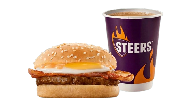 Beef Patty, Bacon, Egg & Cheese Bun